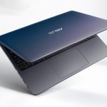 The ASUS VivoBook E12 in blue.