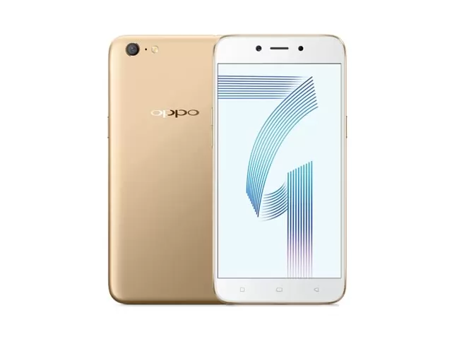 The OPPO A71 smartphone in gold.