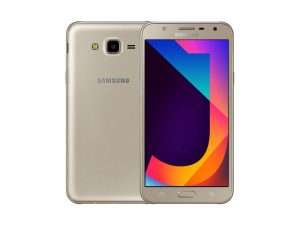 The Samsung Galaxy J7 Core smartphone in gold.