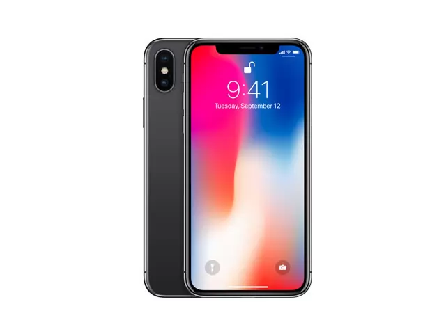 The Apple iPhone X in space gray.