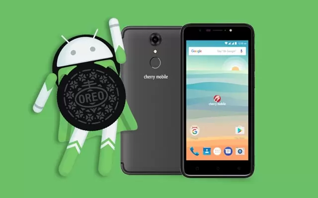 The Android Oreo mascot together with the Cherry Mobile Flare S6 smartphone.