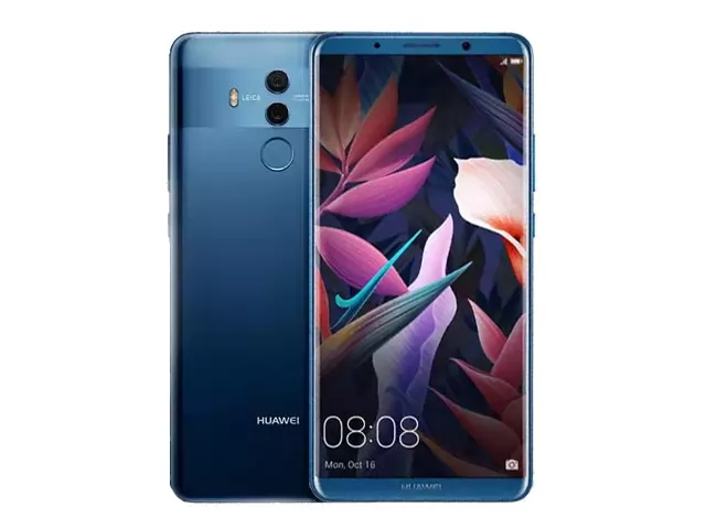 The Huawei Mate 10 Pro smartphone in blue.