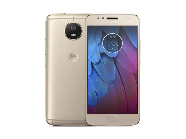 The Motorola Moto G5s smartphone in gold.