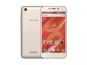The Starmobile Up Groove smartphone in gold.