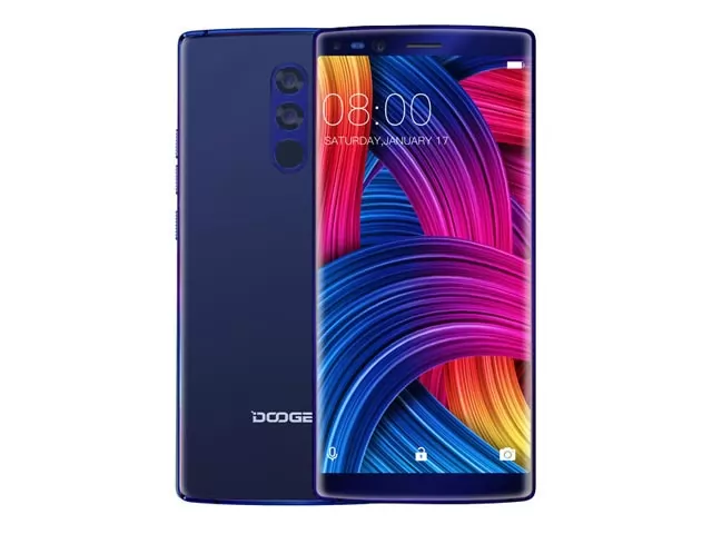 The Doogee Mix 2 smartphone in blue.