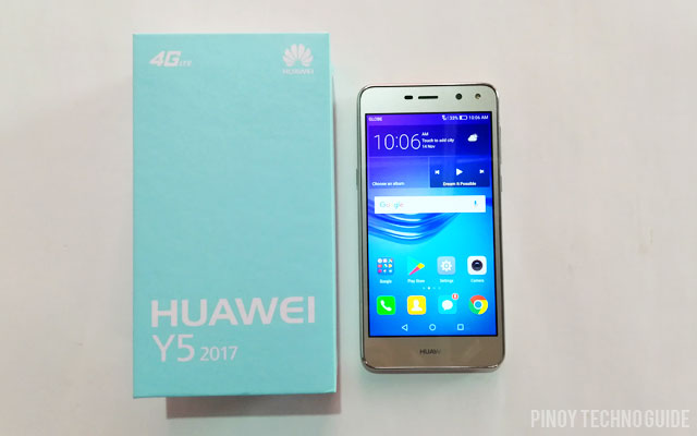 Huawei Y5 2017 and its box.