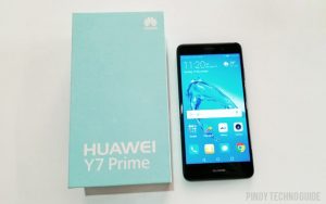 The Huawei Y7 Prime and its box.