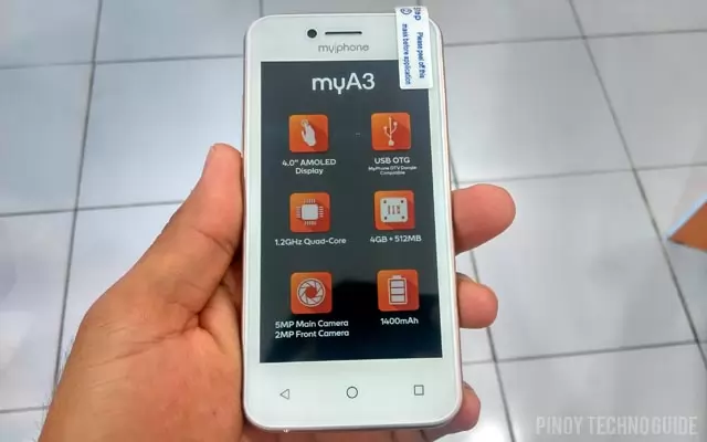 This is the MyPhone MyA3 smartphone in white.