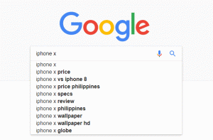 Google search for the iPhone X.
