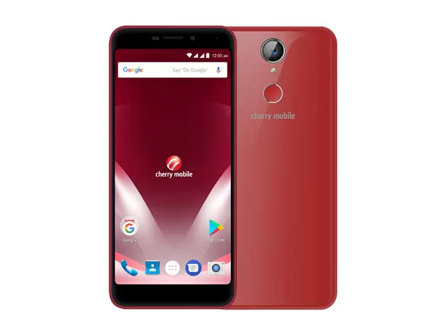 The Cherry Mobile Flare P3 Plus smartphone in red.