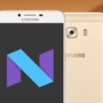 Samsung Galaxy C9 Pro with Android Nougat logo.