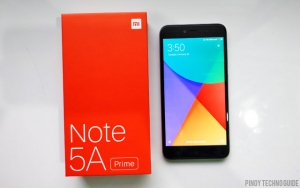 The Xiaomi Redmi Note 5A Prime and its box.
