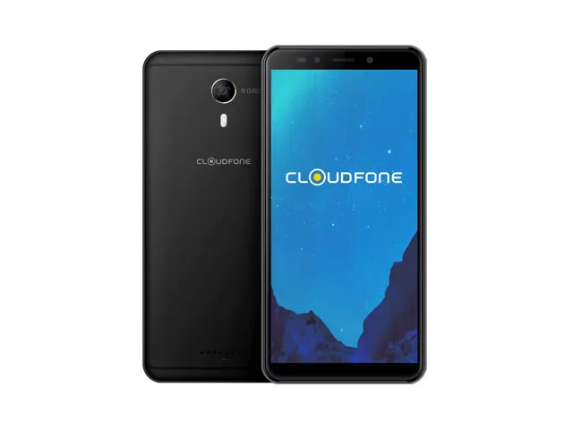 The Cloudfone Thrill Boost 3 smartphone in black.