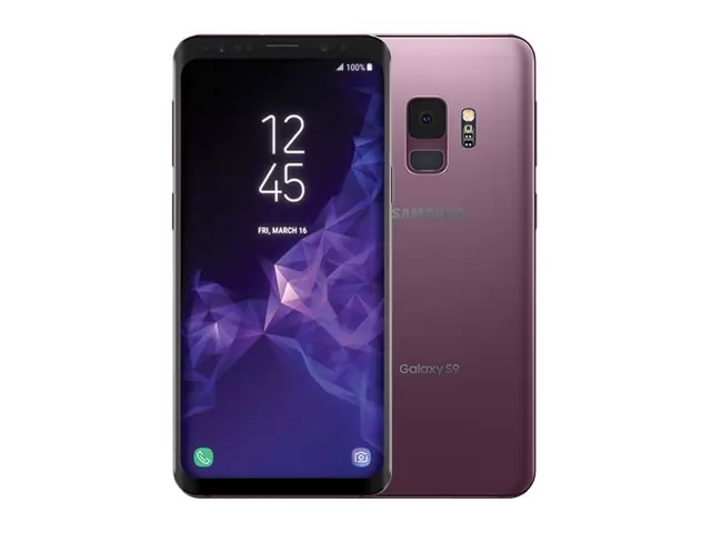 The Samsung Galaxy S9 smartphone in purple.
