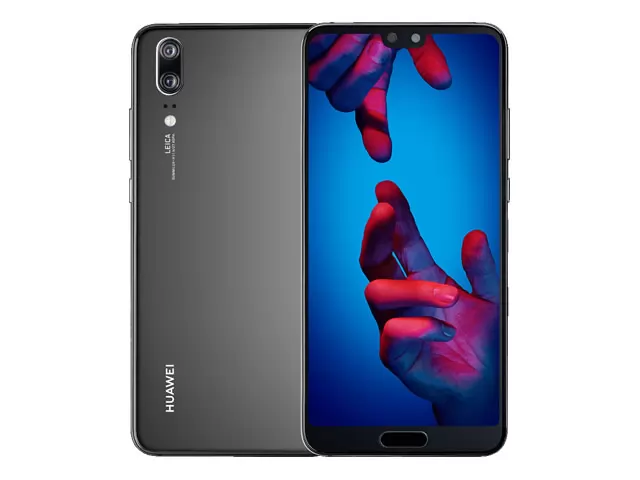 The Huawei P20 smartphone in black.