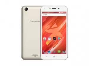 The Starmobile Up Xtreme smartphone in gold.