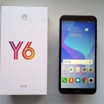 The Huawei Y6 2018 smartphone and its simple box.