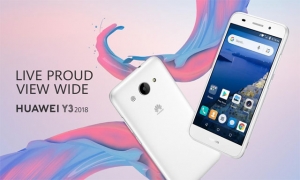 The Huawei Y3 2018 smartphone in white.