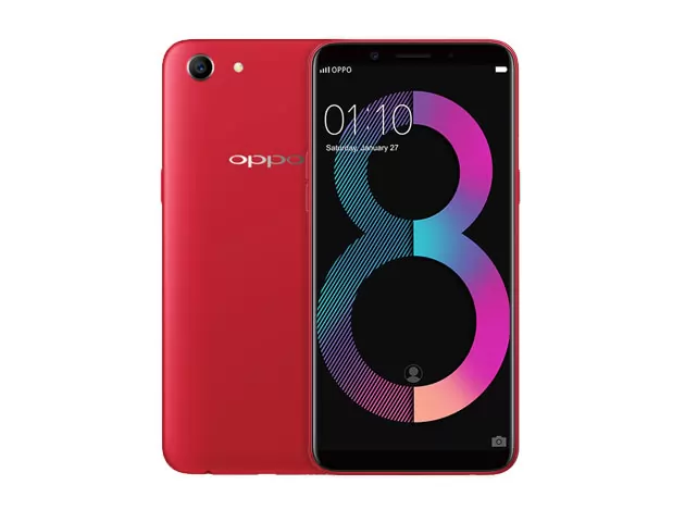 The OPPO A83 (2018) smartphone in red.