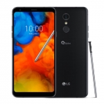 The LG Q Stylus smartphone in black.