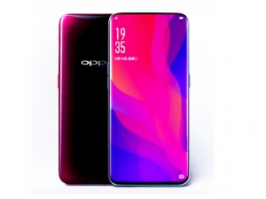 The OPPO Find X smartphone in red.