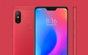 The Xiaomi Redmi 6 Pro in red.