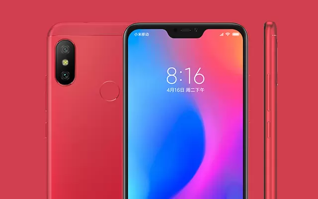 The Xiaomi Redmi 6 Pro in red.