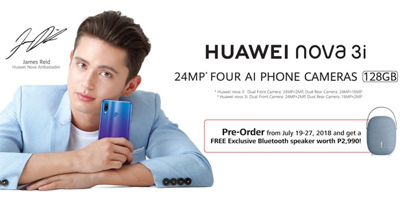 Actor James Reid is the face of the Huawei Nova 3i.