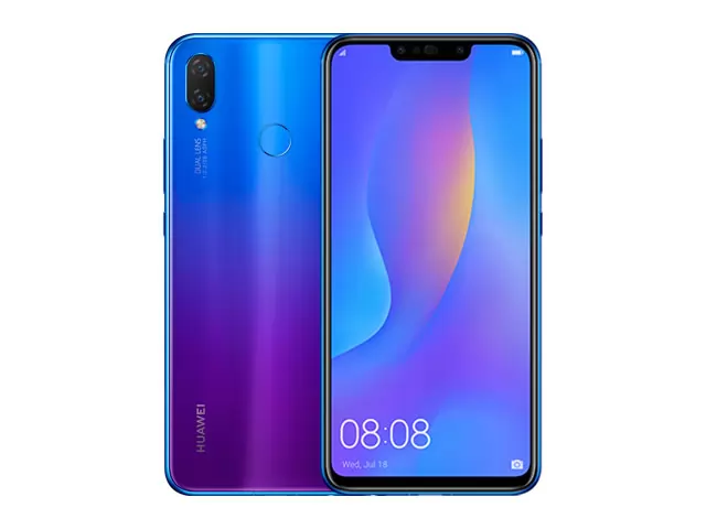 The Huawei Nova 3i smartphone in iris purple color.