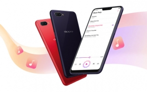 The OPPO A3s comes in red and dark purple color variants.
