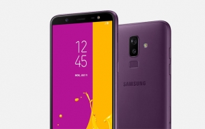 The Samsung Galaxy J8 in purple.