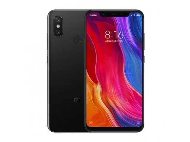 The Xiaomi Mi 8 smartphone in black.