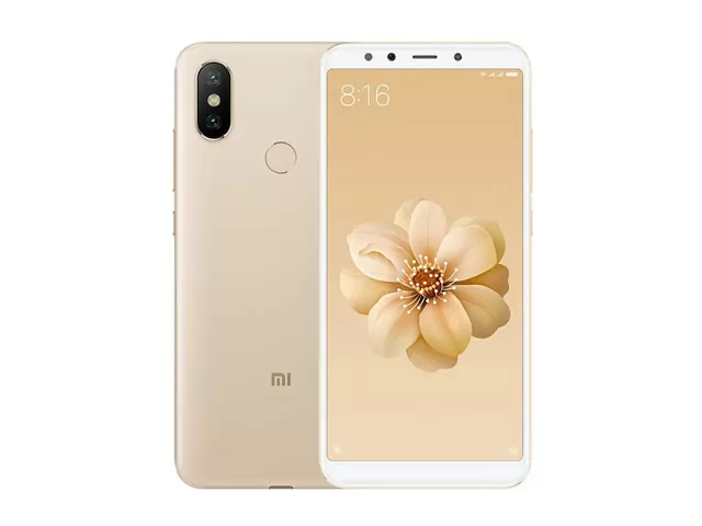 The Xiaomi Mi A2 smartphone in gold.