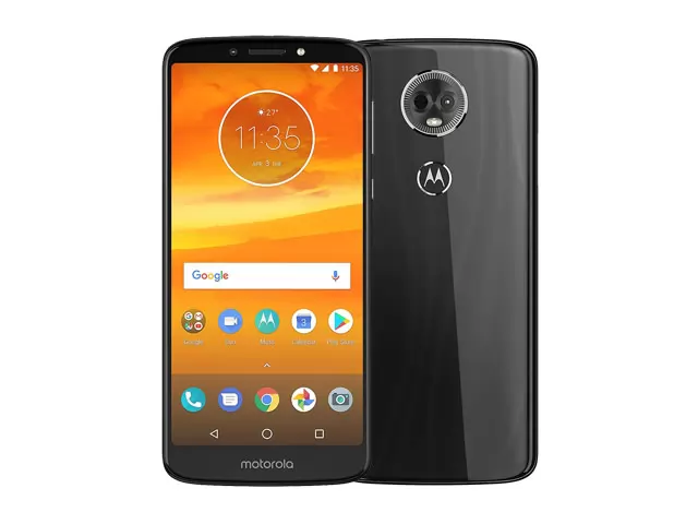 The Motorola Moto E5 Plus smartphone in black.