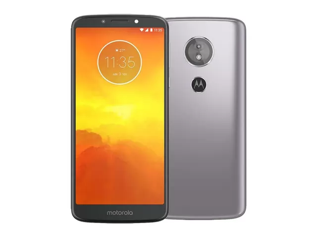 The Motorola Moto E5 smartphone in gray.