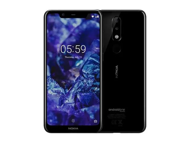 The Nokia 5.1 Plus smartphone in black.