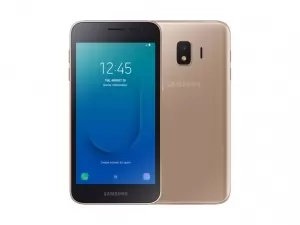 The Samsung Galaxy J2 Core smartphone in gold.