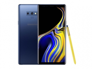 The Samsung Galaxy Note 9 smartphone in blue.