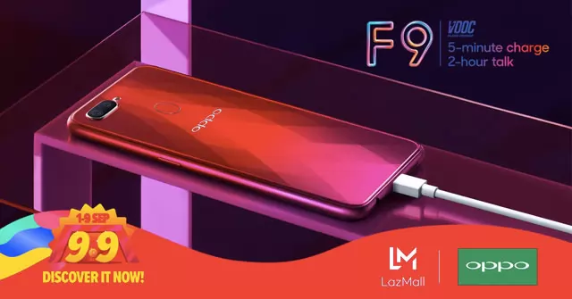 The OPPO F9 smartphone.