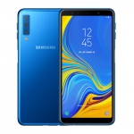 The Samsung Galaxy A7 2018 smartphone in blue color.