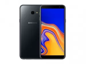 The Samsung Galaxy J4 Plus smartphone in black.
