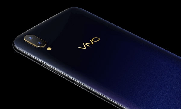 Back of the Vivo V11 in 'starry night' color variant.