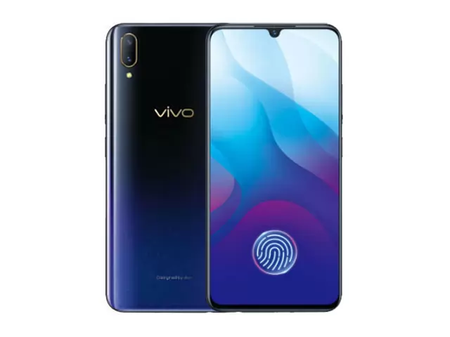 The Vivo V11 smartphone in starry night gradient color.