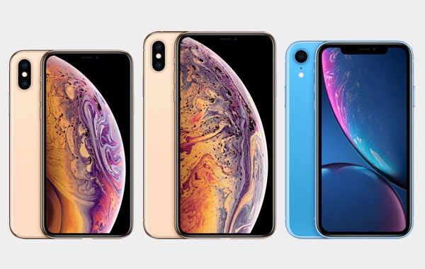 Size comparison of the iPhone Xs, iPhone Xs Max and iPhone Xr.