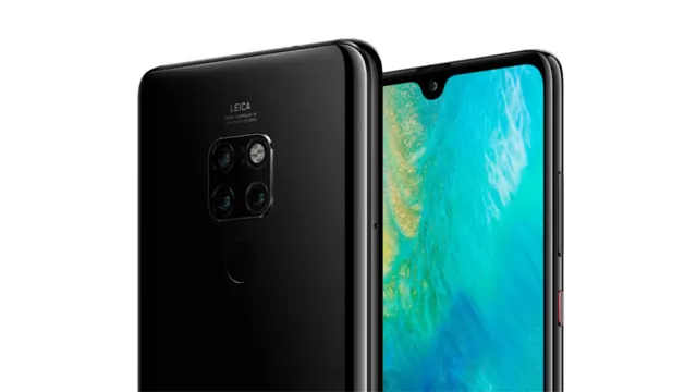 Huawei Mate 20 smartphone in black.