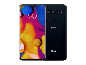 The LG V40 ThinQ smartphone in black.