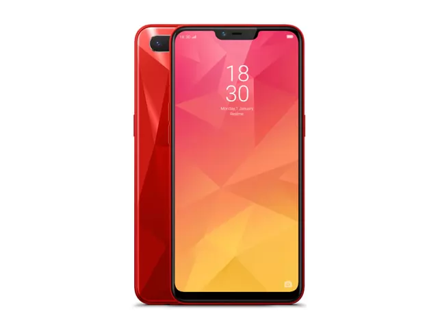 The Realme 2 smartphone in red color.