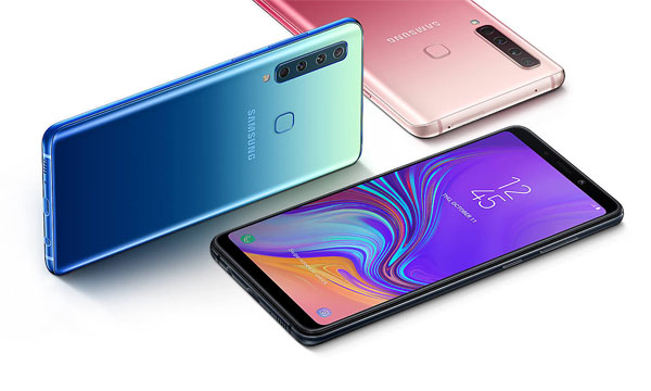 The Samsung Galaxy A9 comes in black, blue and pink gradient colors.
