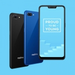 The Realme C1 in black and blue.