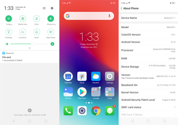 Realme C1 screenshots